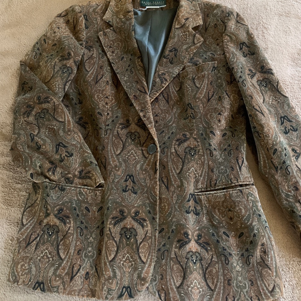 Vintage thick velvet printed blazer